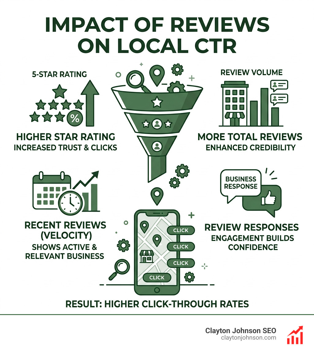 Infographic showing the impact of reviews on local click-through rates - Local SEO for service businesses infographic 