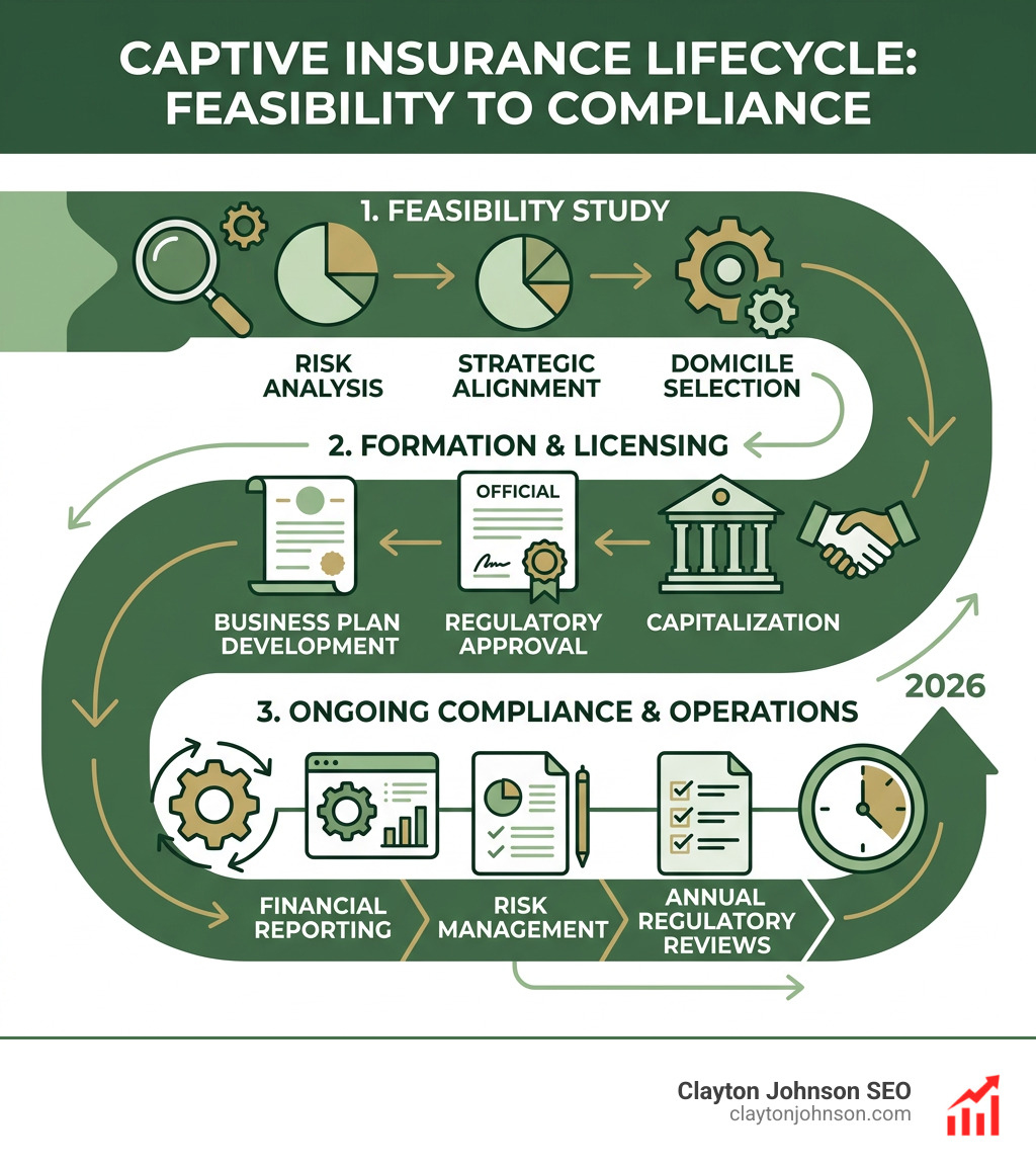 Captive insurance lifecycle from feasibility study through licensing and ongoing compliance - authority building captive