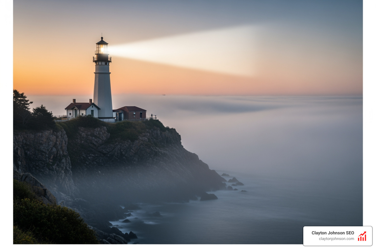 Lighthouse guiding ships through a foggy harbor representing strategic risk management - authority building captive insurance