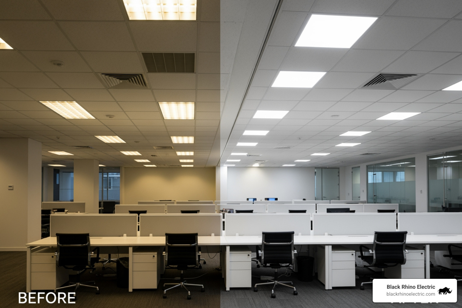 fluorescent to LED conversion modern office lighting - Fluorescent to LED conversion