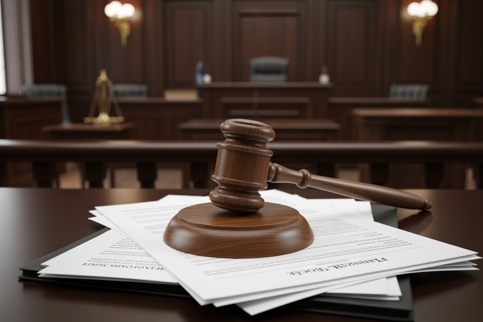 Judge's gavel resting on financial documents - alimony in divorce