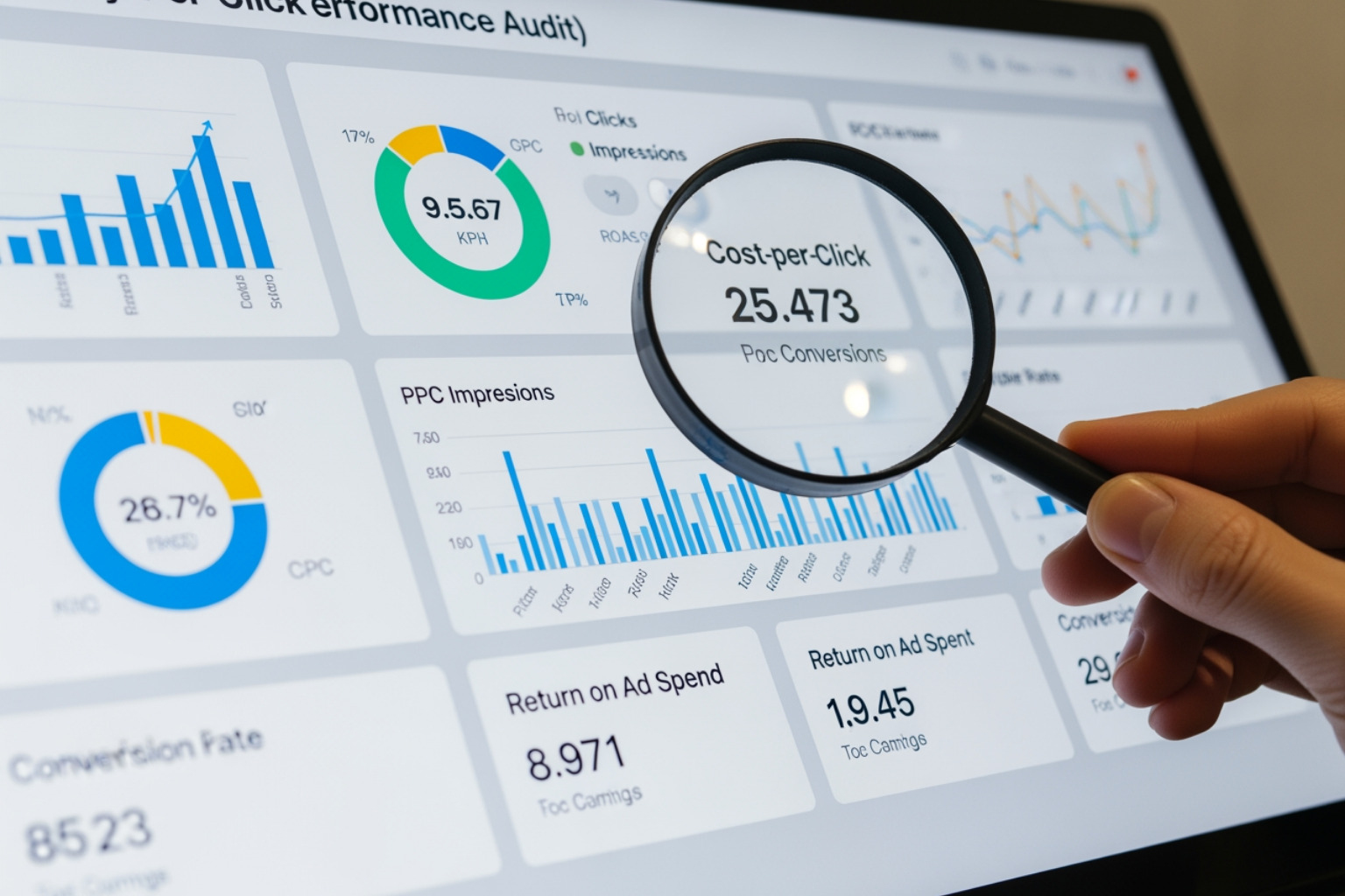 AI-powered marketing dashboard showing predictive analytics and anomaly detection - PPC campaign performance audit