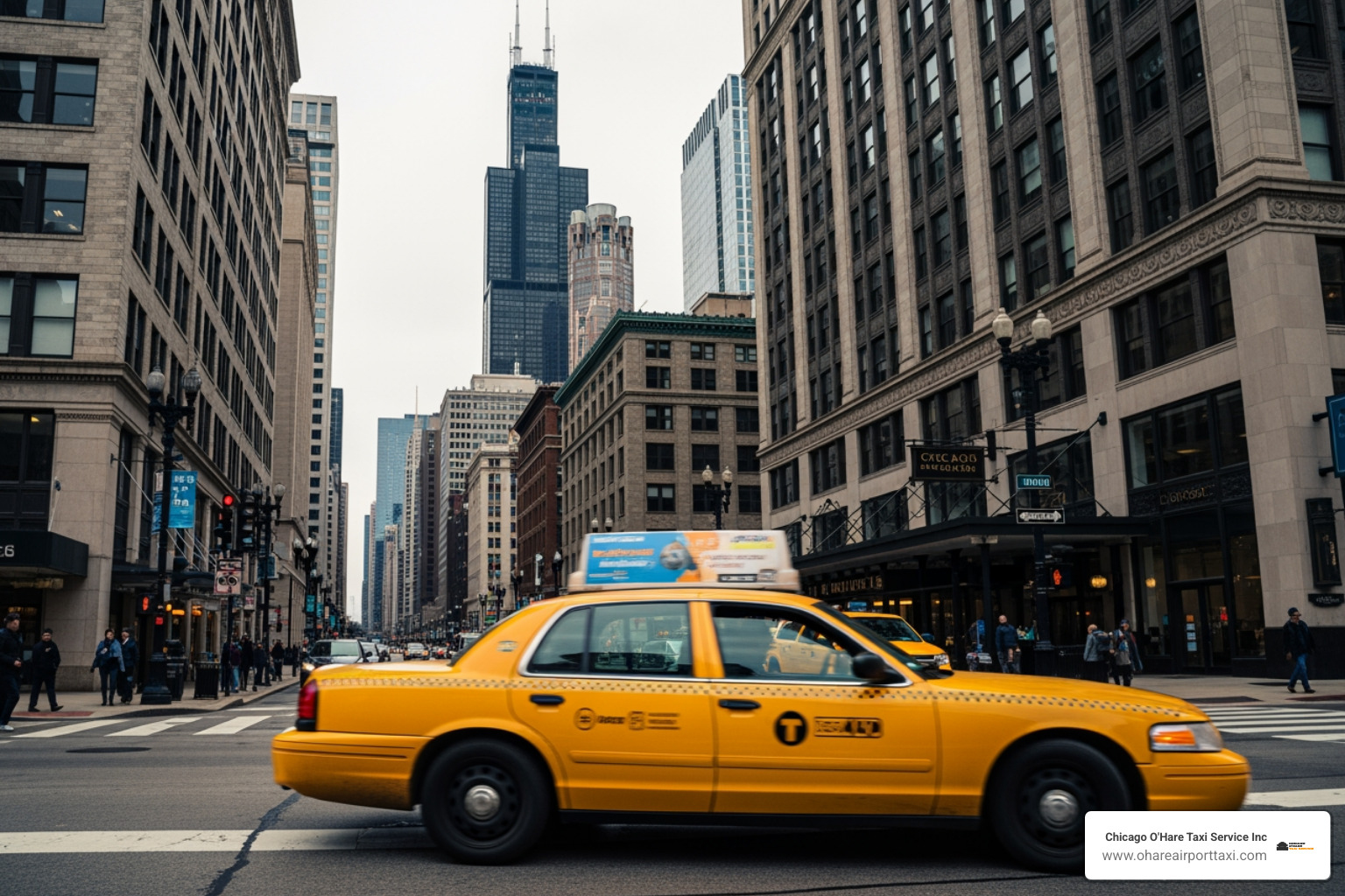 Official taxi stand at O'Hare International Airport - taxi Chicago Loop Official taxi stand at O'Hare International Airport - taxi Chicago Loop