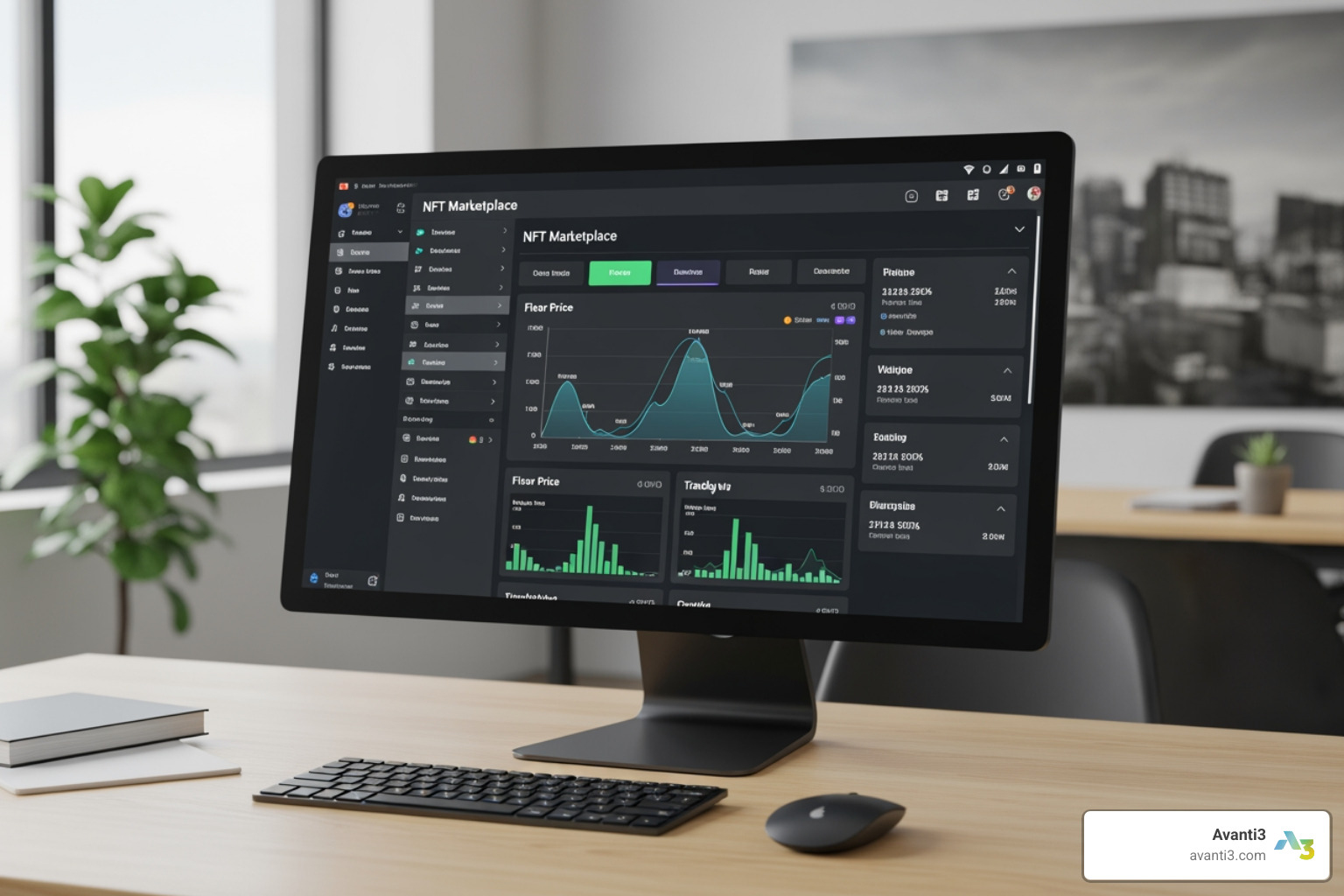 Dashboard displaying key NFT metrics like floor price and volume - NFT marketplace analytics