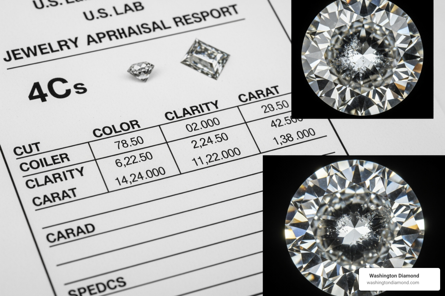 A detailed jewelry appraisal report showing 4Cs and macro photography - Diamond appraisal services A detailed jewelry appraisal report showing 4Cs and macro photography - Diamond appraisal services