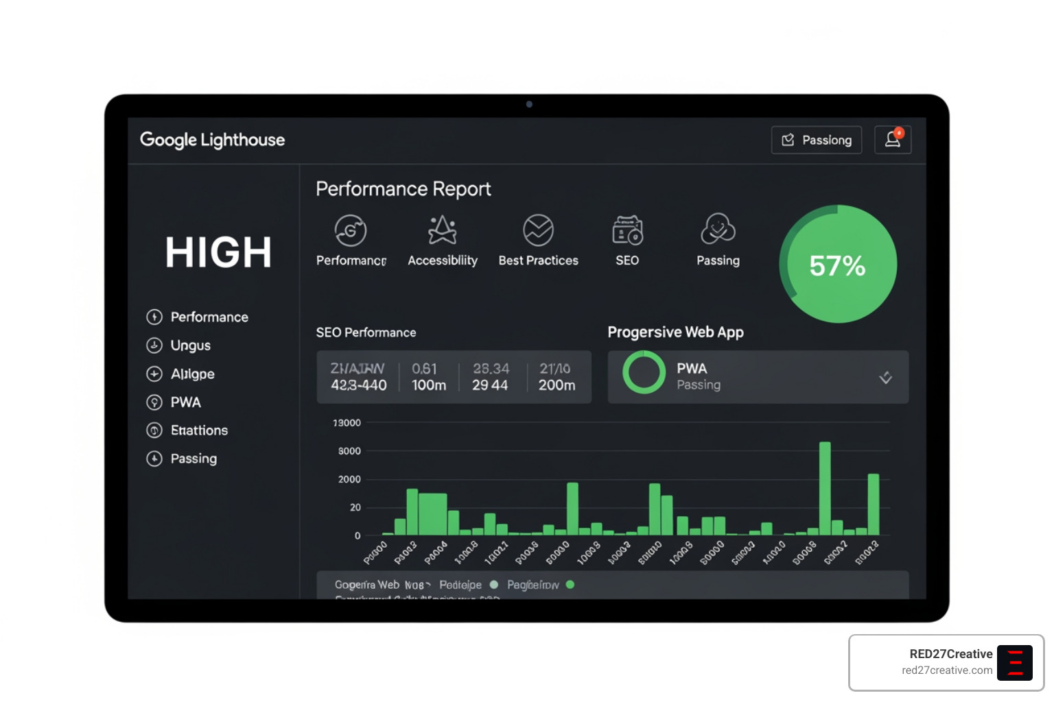 Google Lighthouse performance report showing high scores for speed and accessibility - Website speed optimization Naperville Google Lighthouse performance report showing high scores for speed and accessibility - Website speed optimization Naperville