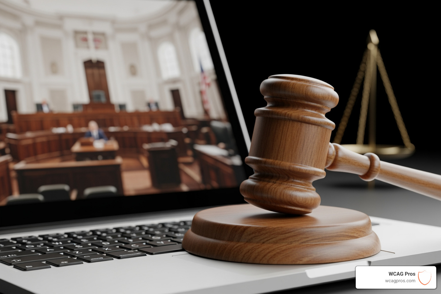 Legal gavel resting on a laptop keyboard - ada lawsuit prevention services Legal gavel resting on a laptop keyboard - ada lawsuit prevention services