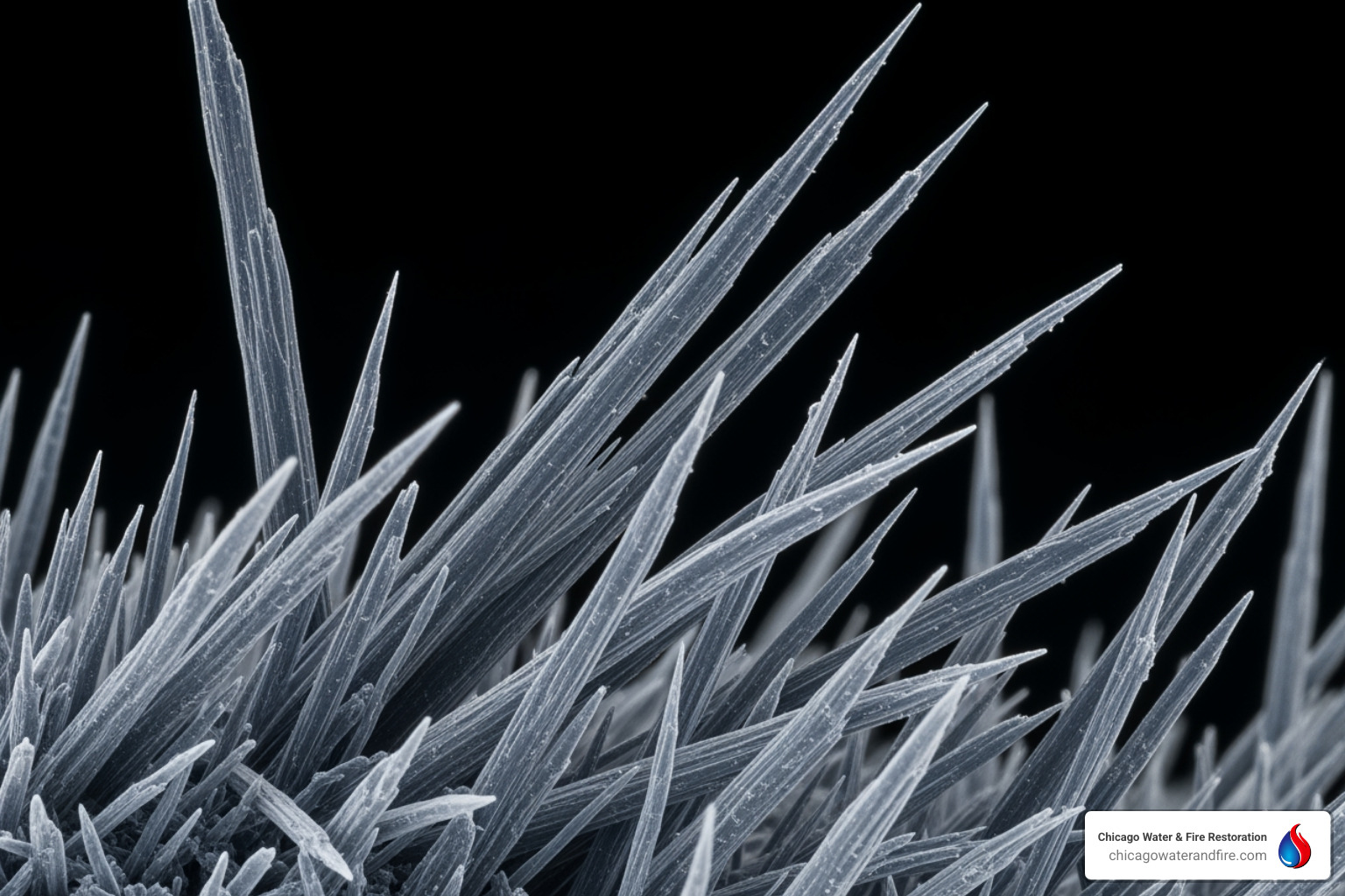 Microscopic view of sharp asbestos fibers - how much asbestos exposure is dangerous