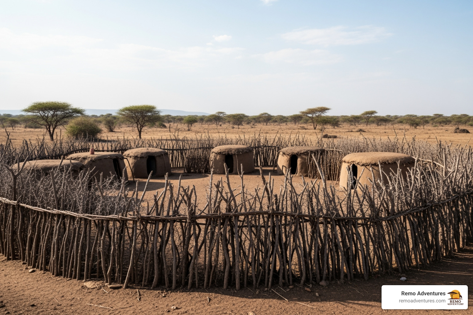 A traditional Maasai Boma with thorn bush fencing - Authentic Masai cultural experiences