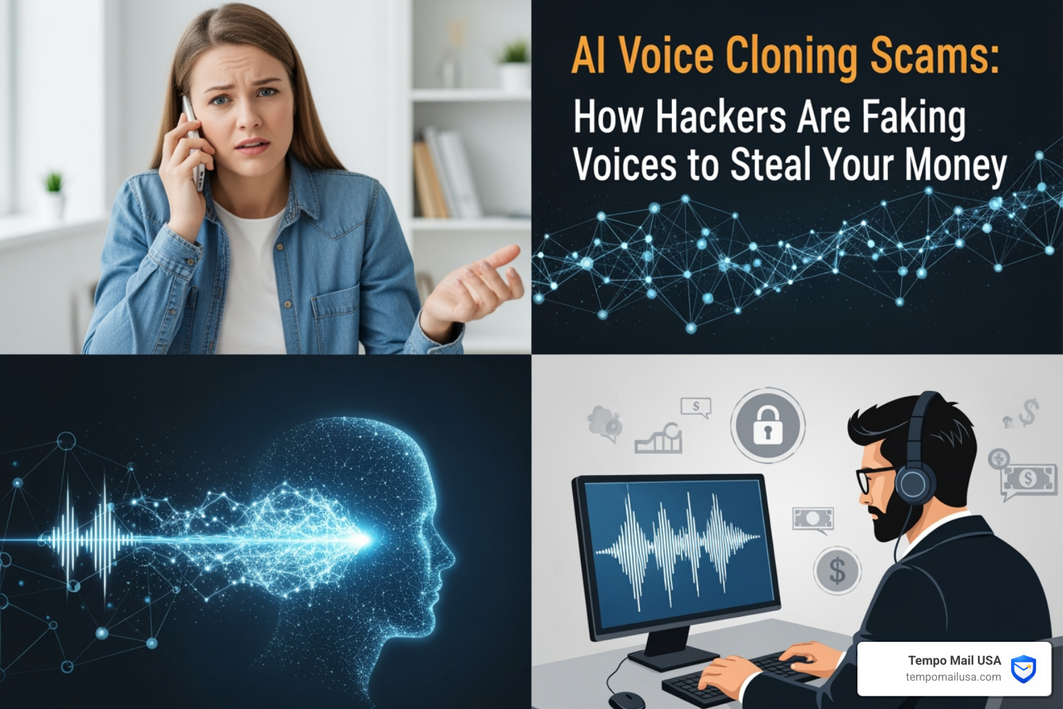 Smartphone displaying a Mom caller ID with binary code overlays indicating a fake call - AI Voice Cloning Scams: How Hackers Smartphone displaying a Mom caller ID with binary code overlays indicating a fake call - AI Voice Cloning Scams: How Hackers
