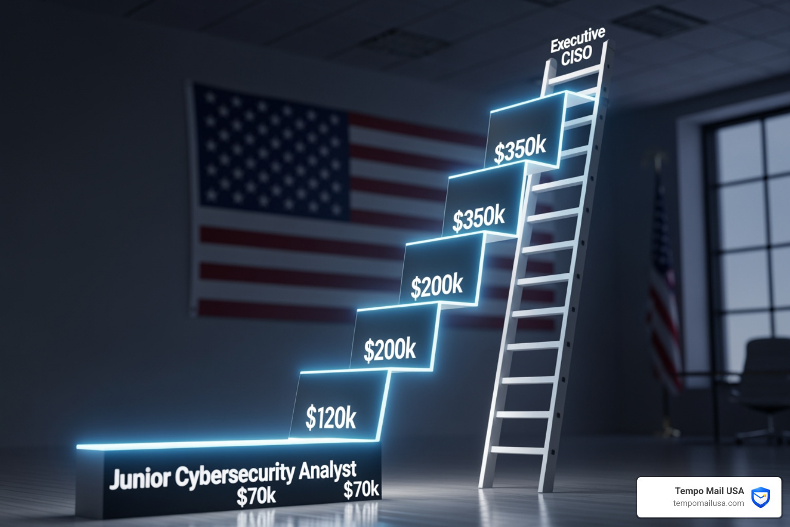 career progression ladder showing salary increases from junior to executive roles - How much do cyber security jobs pay career progression ladder showing salary increases from junior to executive roles - How much do cyber security jobs pay