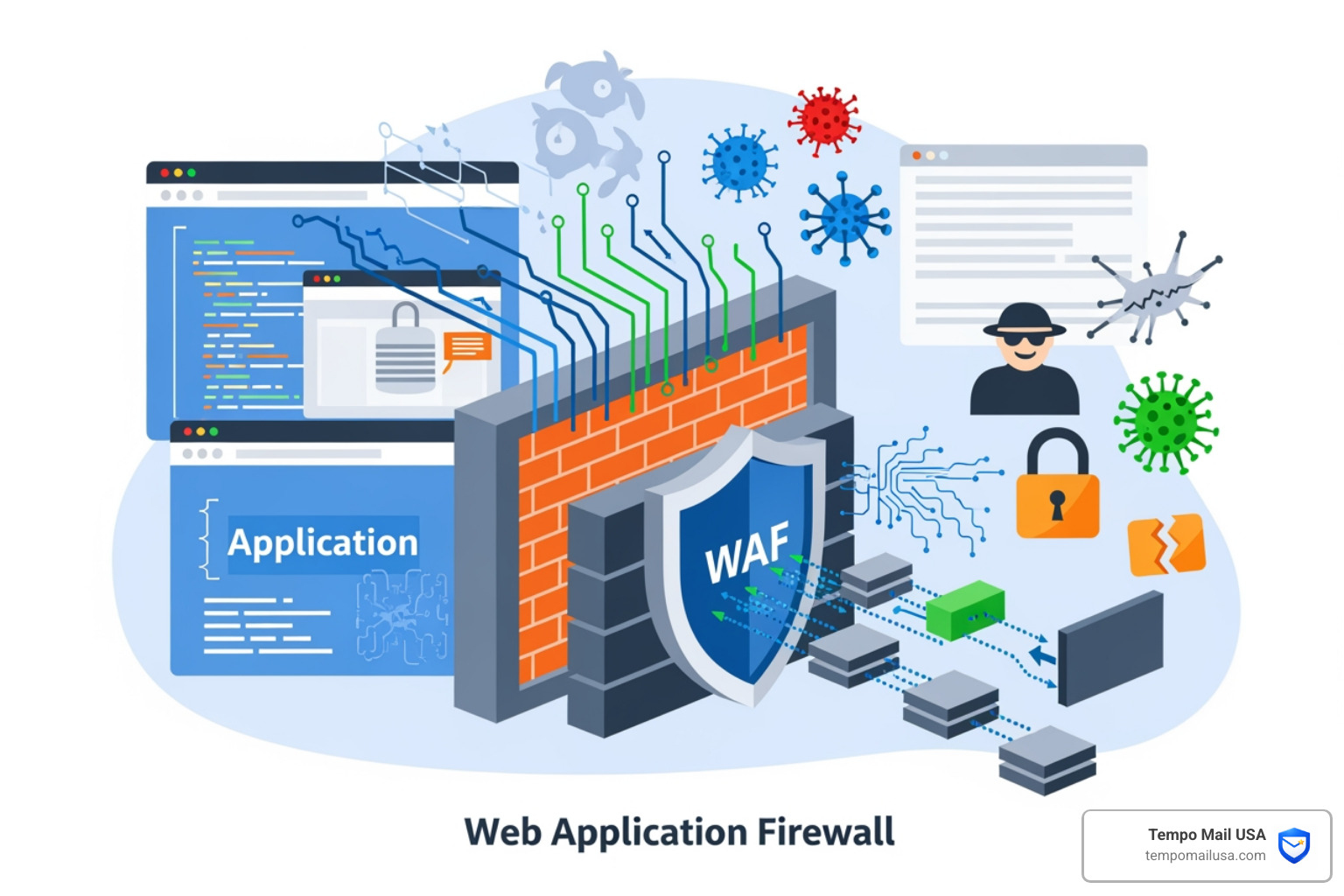 reverse proxy architecture showing traffic flow between clients and a web server - WAF cyber security reverse proxy architecture showing traffic flow between clients and a web server - WAF cyber security