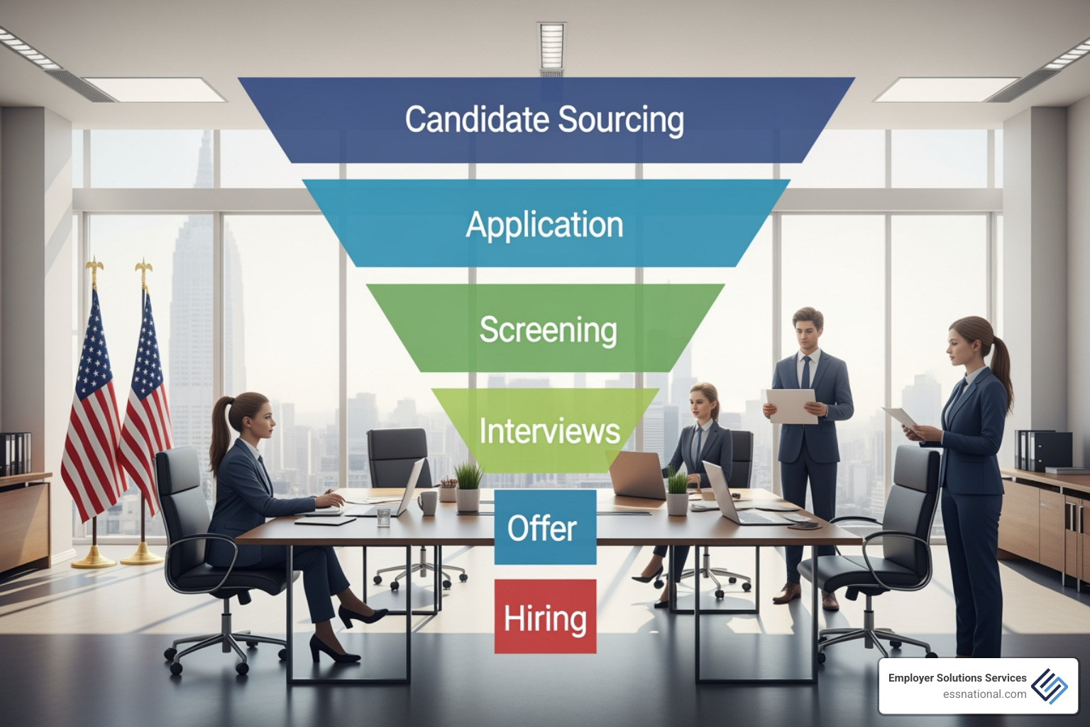 recruitment funnel showing candidate sourcing and screening flow - what is direct hire staffing
