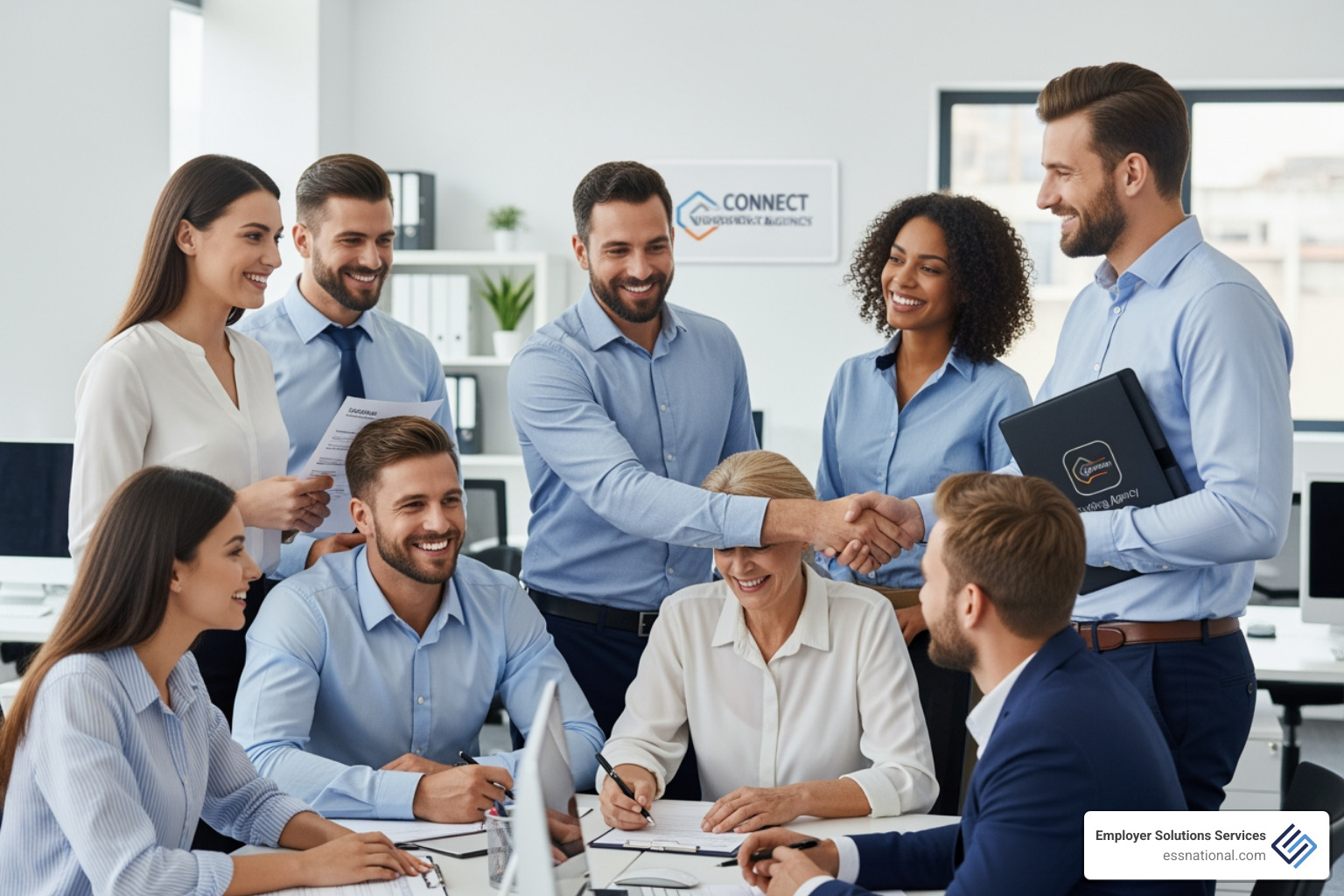 Recruiter reviewing resumes for office positions - office job staffing agency