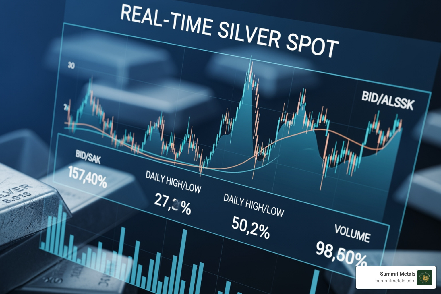Live financial ticker showing real time silver spot fluctuations and bid-ask spreads - real time silver spot Live financial ticker showing real time silver spot fluctuations and bid-ask spreads - real time silver spot