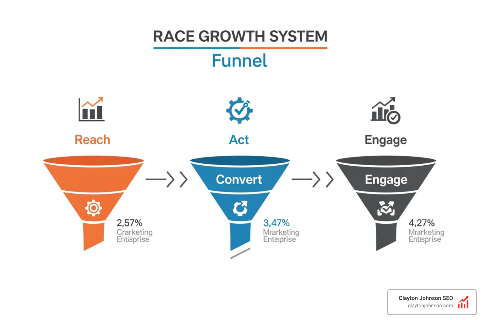 RACE Growth System infographic showing the funnel from Reach to Engage - marketing plan framework