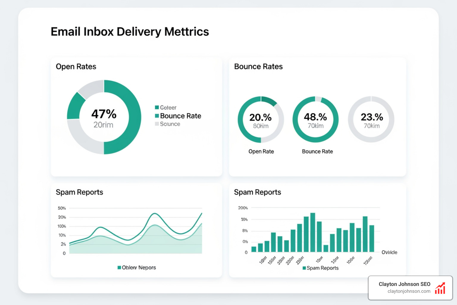 Inbox delivery metrics showing open rates, bounce rates, and spam reports - email marketing guidelines