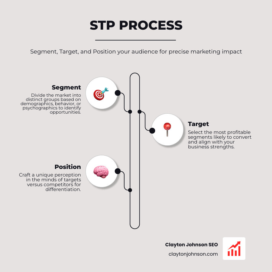 Infographic showing the Ansoff Matrix and STP relationship - marketing plan framework infographic