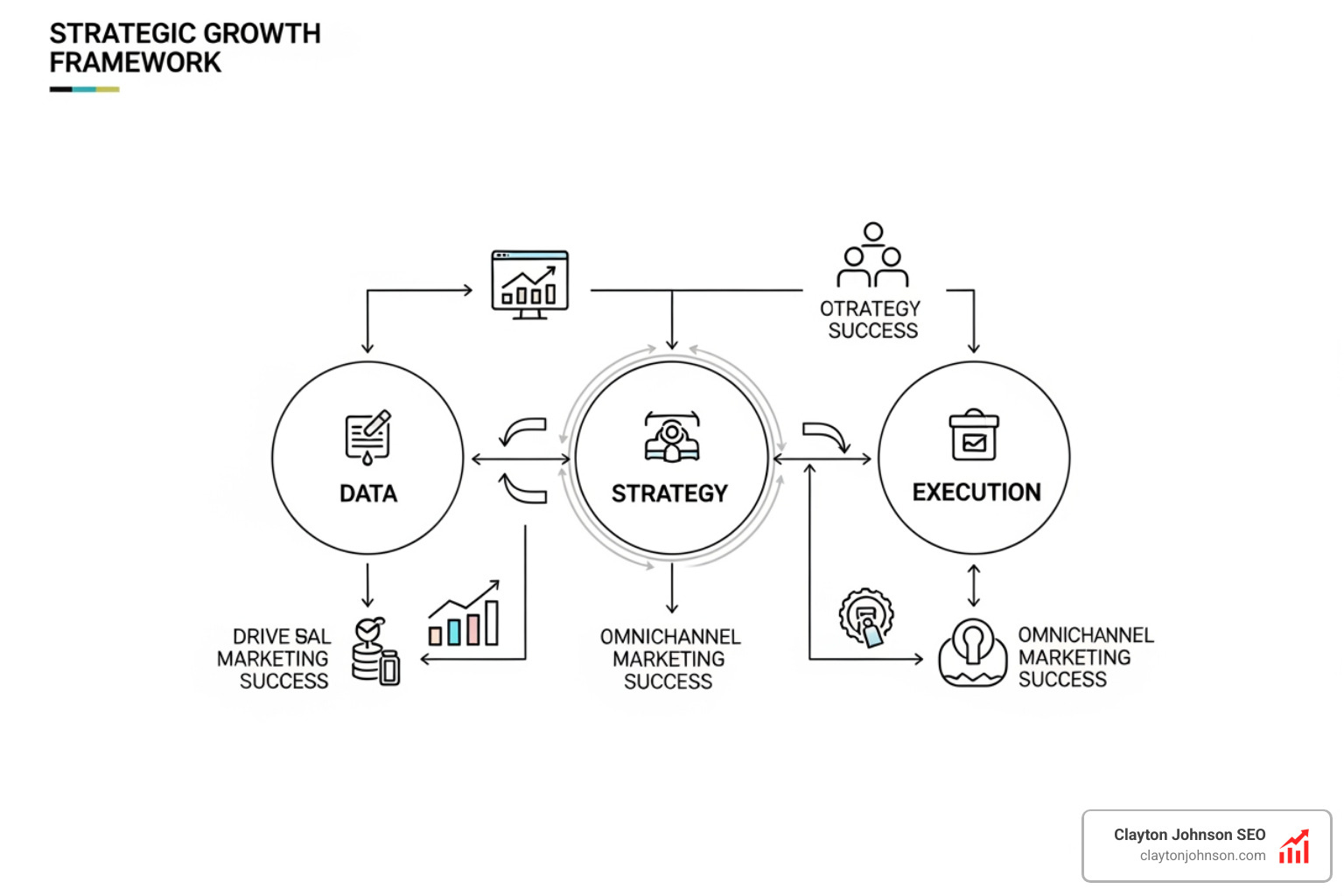 Diagram of a strategic growth framework connecting data, strategy, and execution for omnichannel success - multi channel