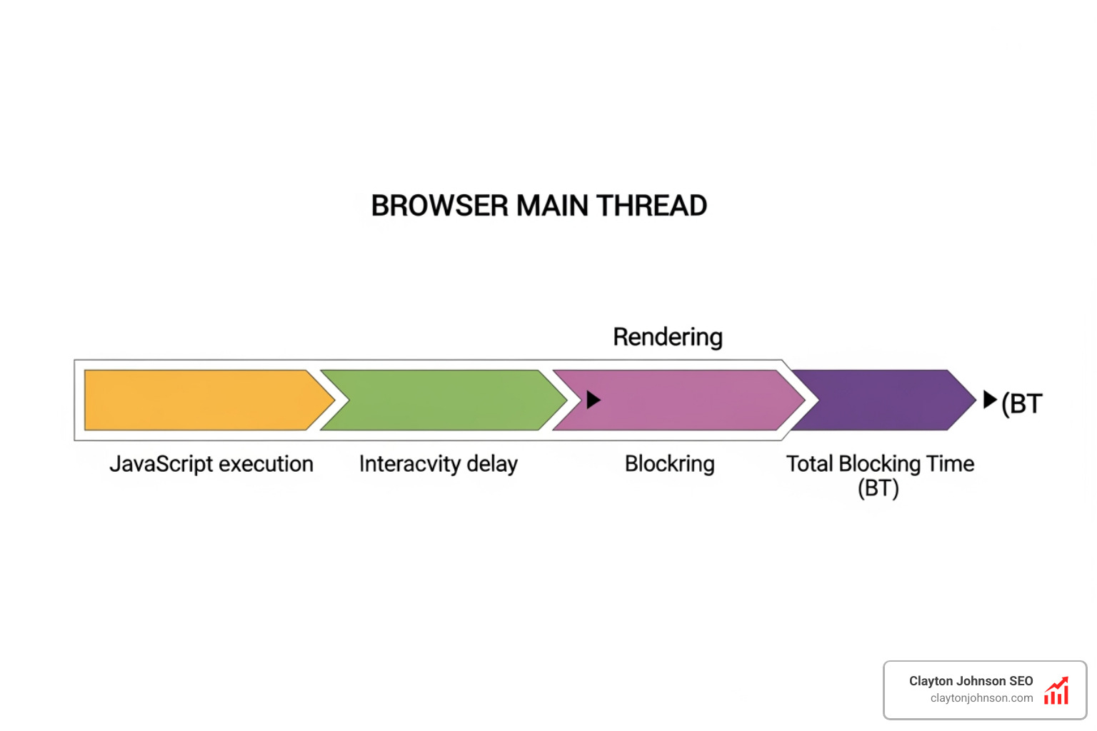 browser main thread visualization showing JavaScript execution blocks - javascript seo rendering metrics