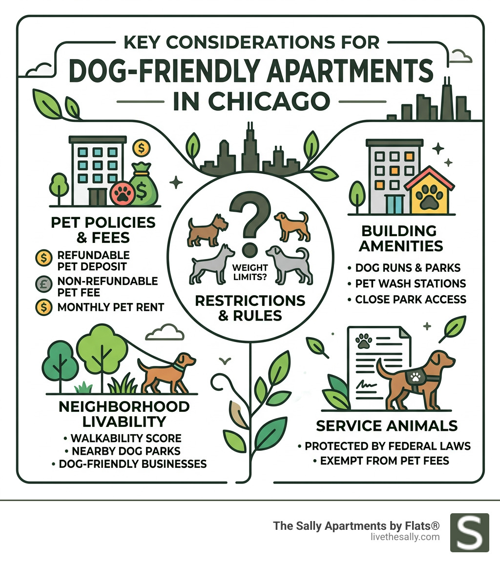 Key considerations for dog-friendly apartments in Chicago - dog-friendly apartments Chicago infographic 