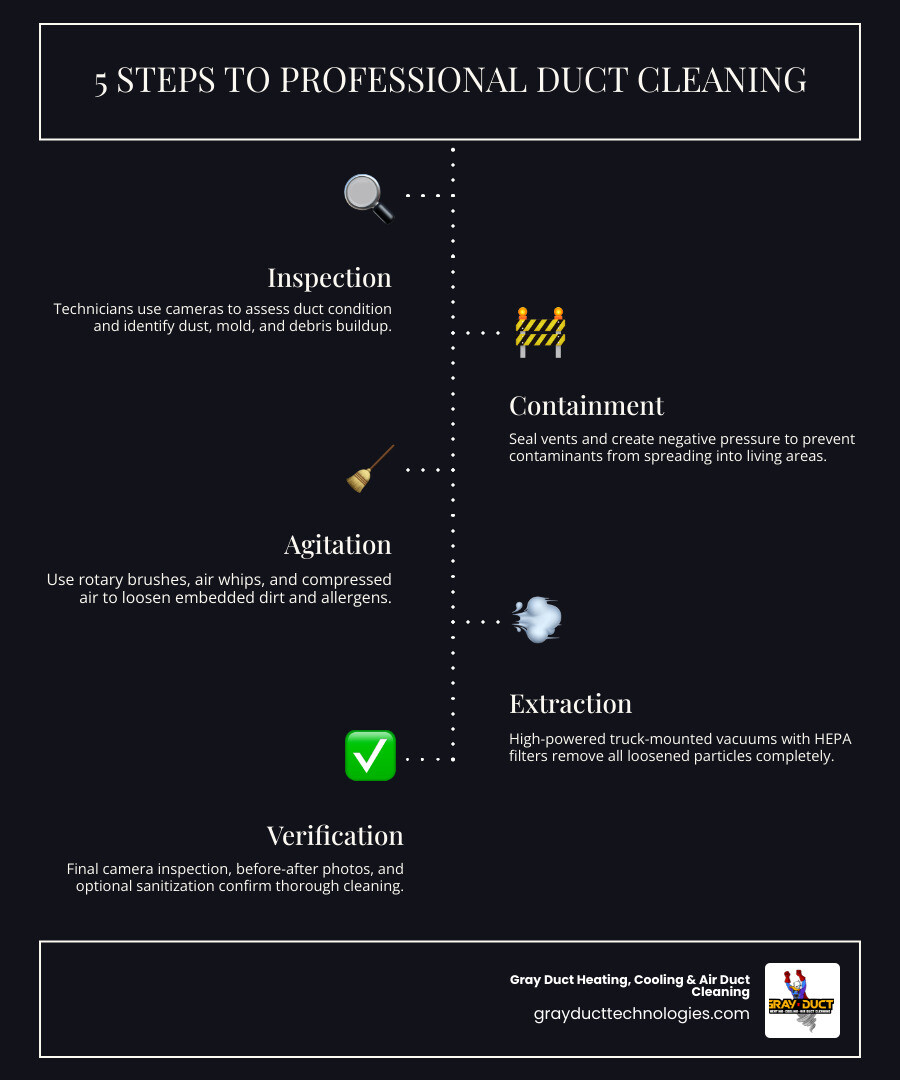 Infographic showing the duct cleaning process steps, benefits, and what to look for in a provider - duct cleaning in