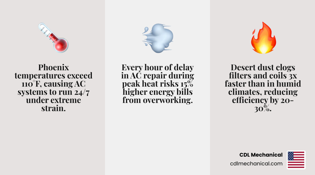 infographic explaining the impact of extreme desert temperatures on HVAC systems - ac repair in phoenix, az infographic infographic explaining the impact of extreme desert temperatures on HVAC systems - ac repair in phoenix, az infographic