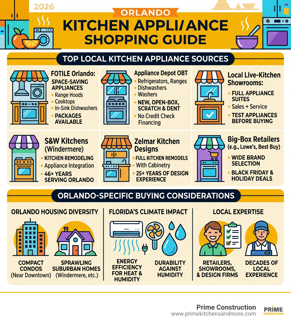 Top kitchen appliance stores, brands, and buying tips for Orlando FL homeowners - Kitchen appliances Orlando FL infographic 