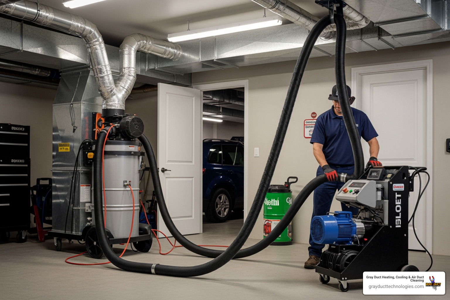 High-powered negative air duct vacuum equipment used for professional cleaning - affordable duct cleaning in greenwood, mn