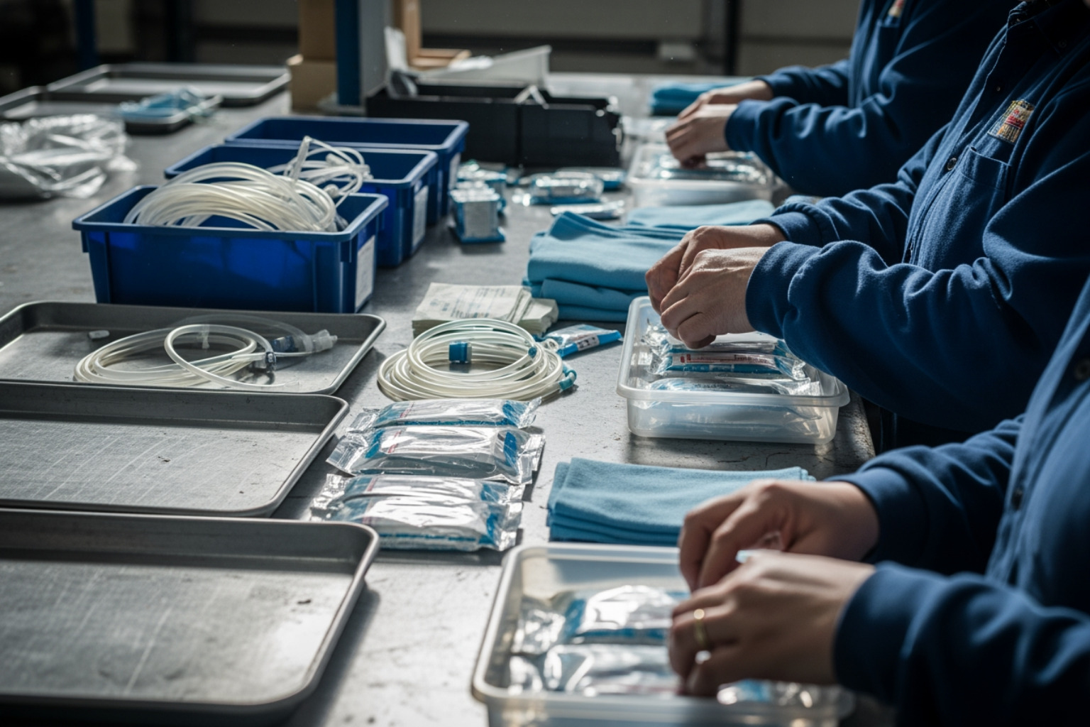 medical kit assembly process with organized components and sterile packaging - Medical device kitting
