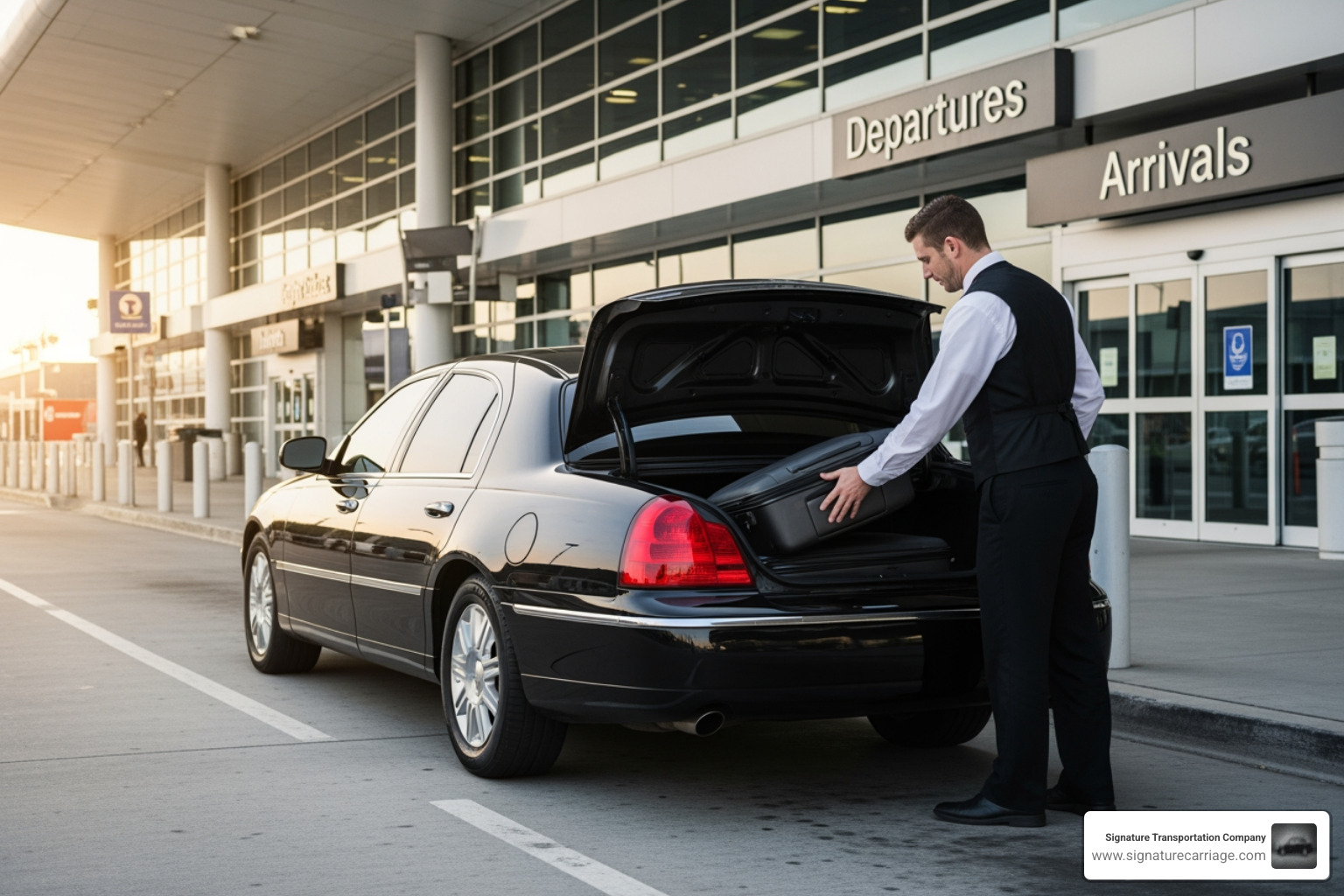 Customer booking a luxury ride on a mobile device - town car airport pickup
