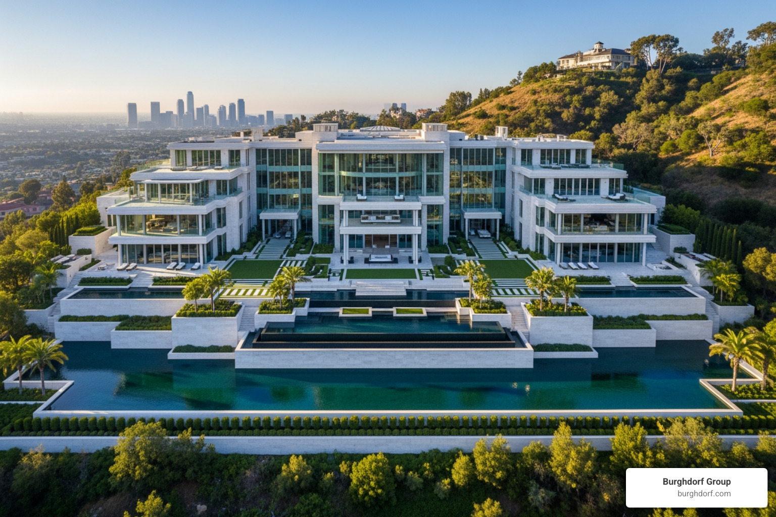 The massive exterior and grounds of The One mansion in Bel Air - mansions in la The massive exterior and grounds of The One mansion in Bel Air - mansions in la
