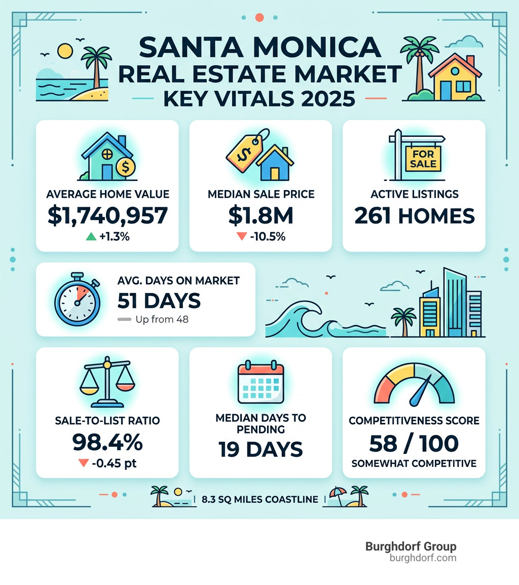Santa Monica real estate market key vitals infographic 2025 - santa monica real estate market infographic Santa Monica real estate market key vitals infographic 2025 - santa monica real estate market infographic