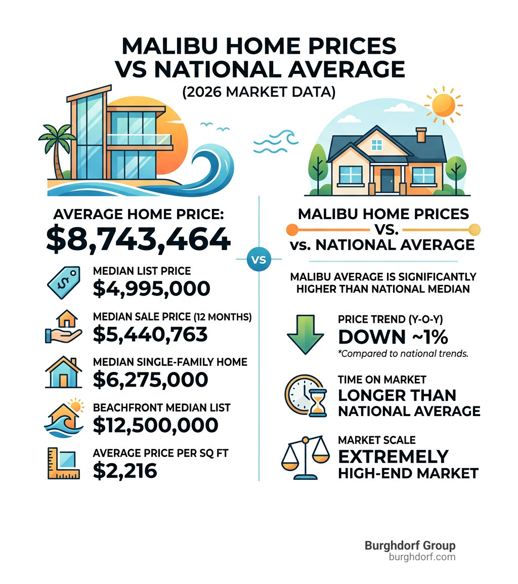 Malibu home prices vs national average infographic with key market stats - average price of a house in malibu infographic Malibu home prices vs national average infographic with key market stats - average price of a house in malibu infographic