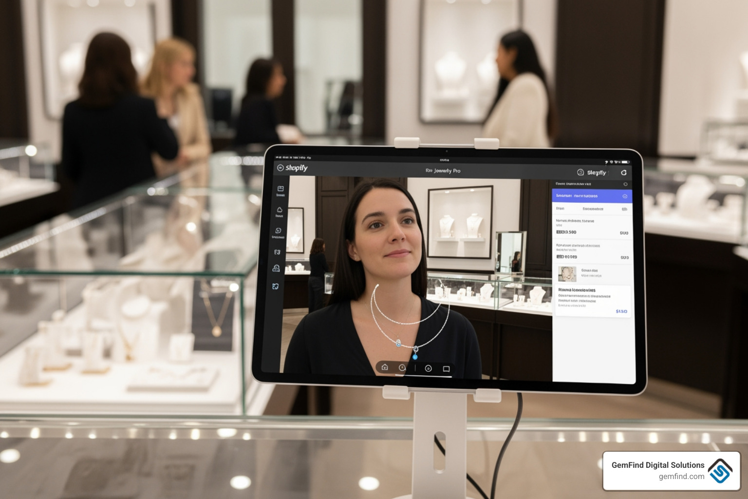 Shopify admin dashboard showing the AR app settings and product mapping interface - shopify pos jewelry tryon