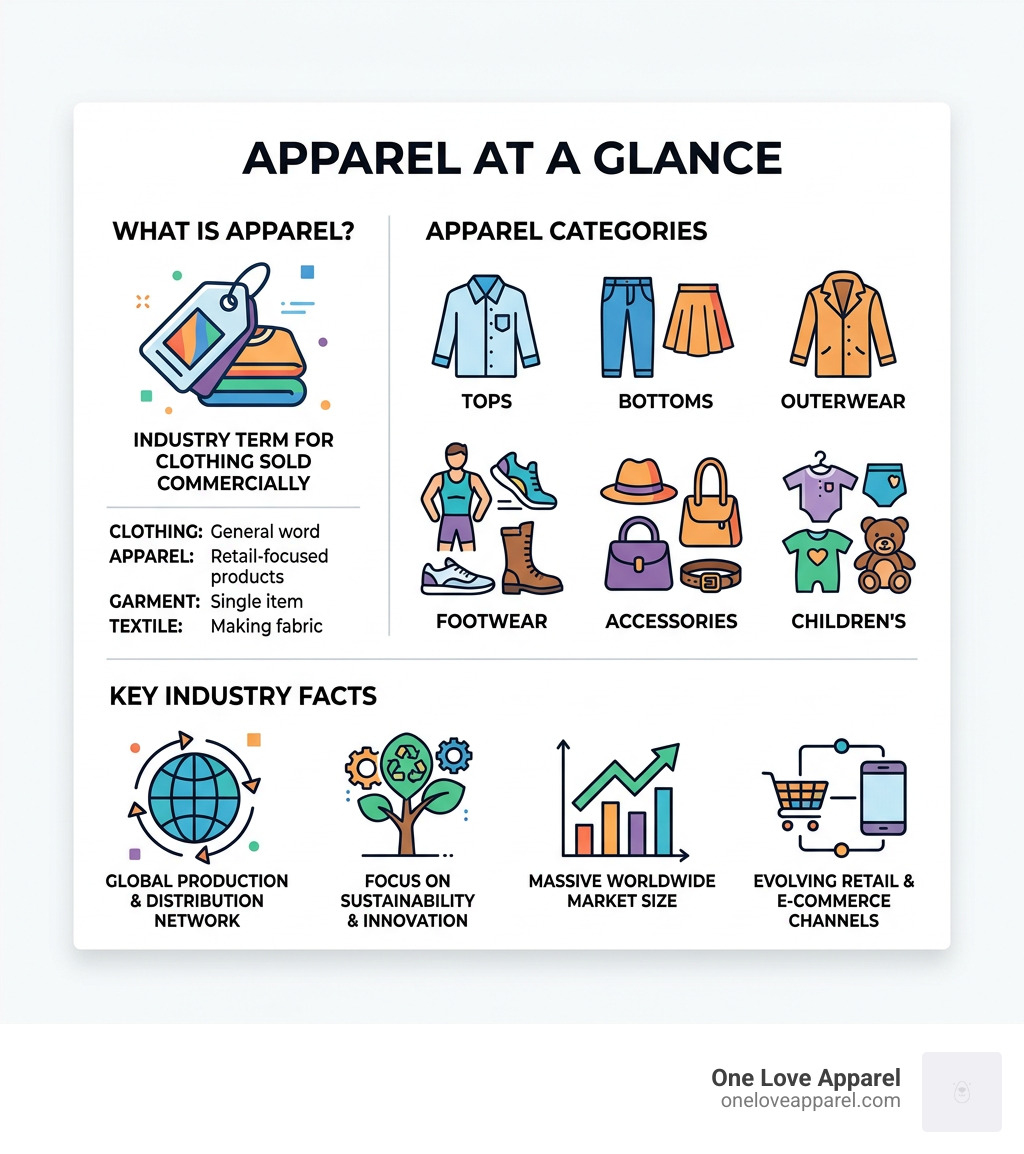 Infographic showing apparel definition, categories, and key industry facts at a glance - apparel infographic 