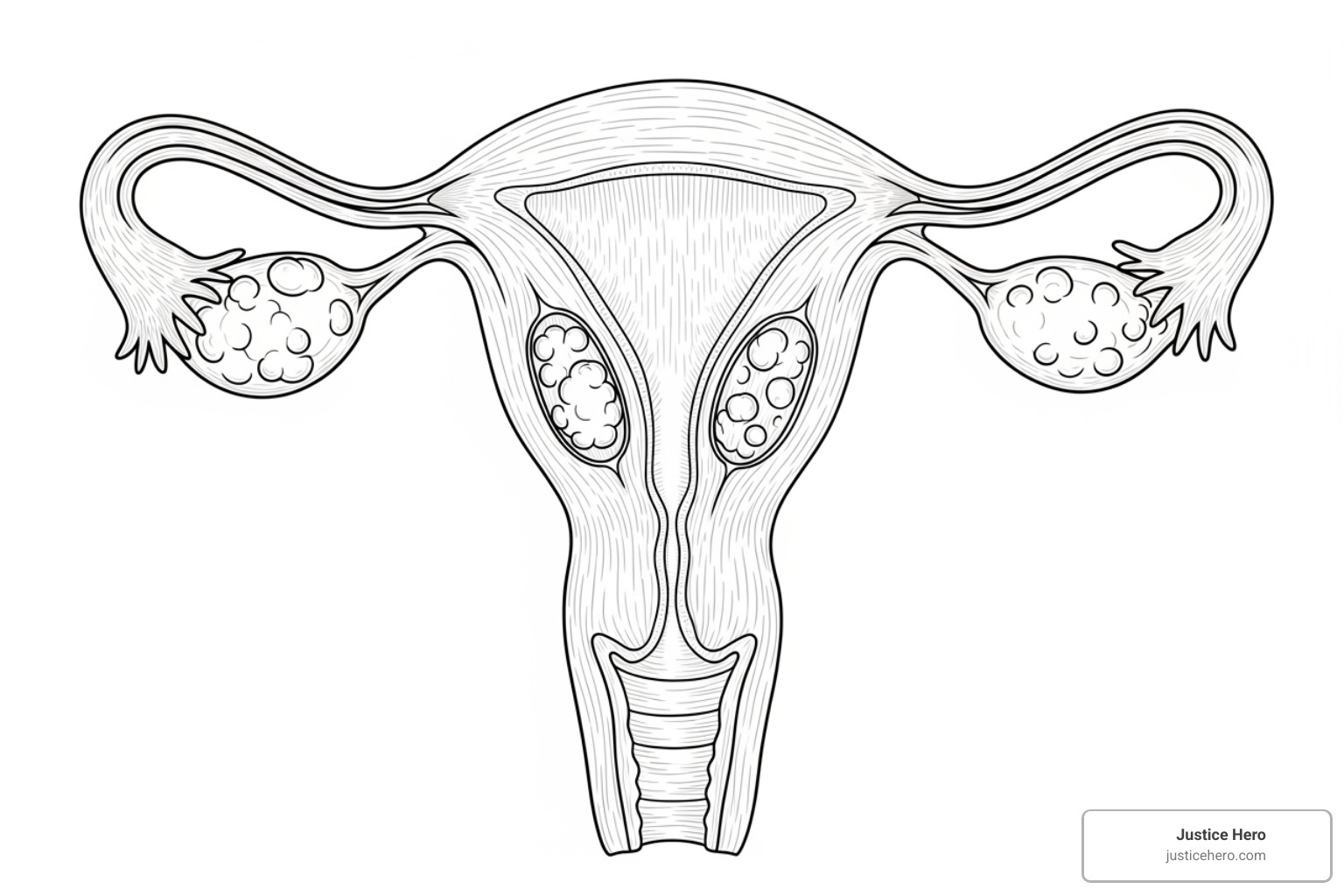 illustration of uterine anatomy with fibroid growths - fibroids from relaxers