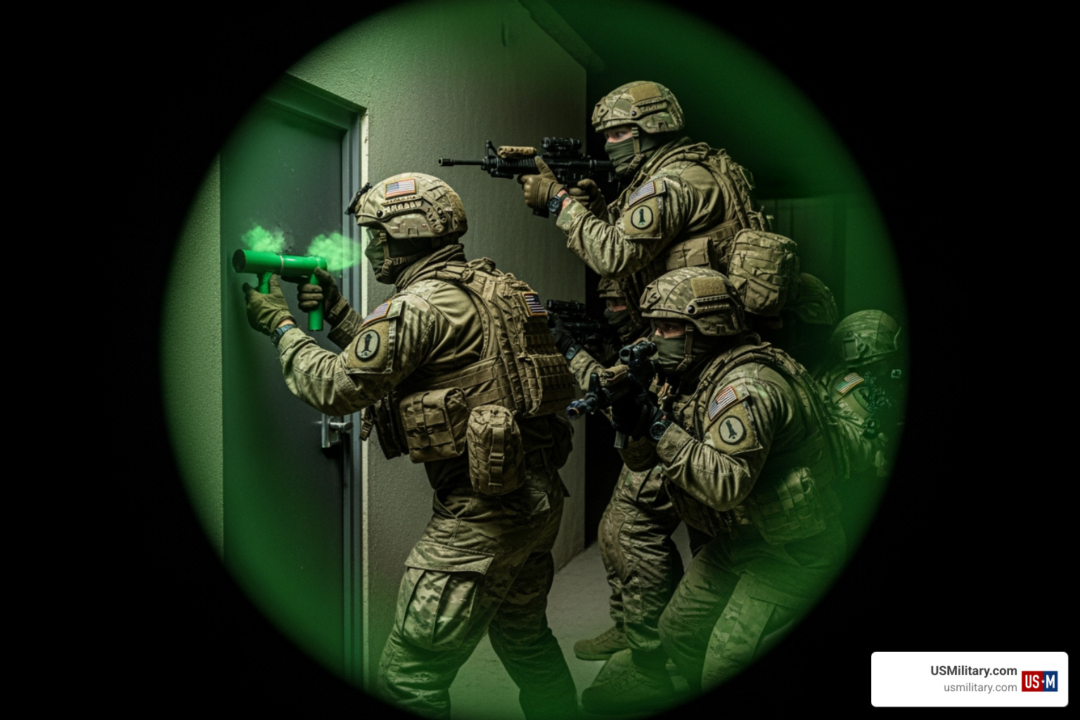 Night vision view of a Ranger direct action raid on a compound - what do army rangers do