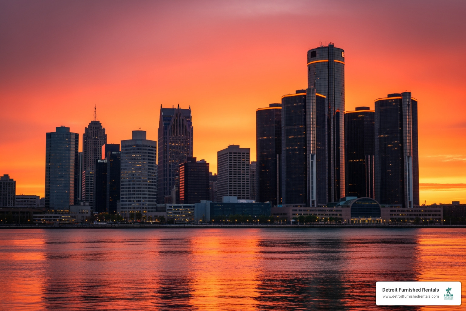 Detroit skyline at sunset - Detroit food scene