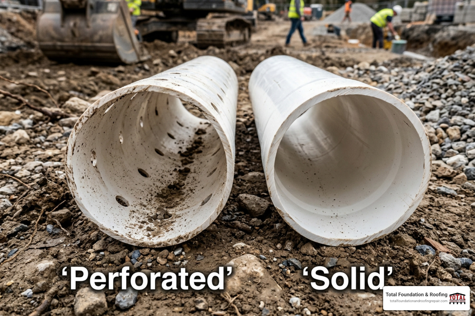Comparison of perforated vs solid PVC drainage pipes - drainage system installation Comparison of perforated vs solid PVC drainage pipes - drainage system installation