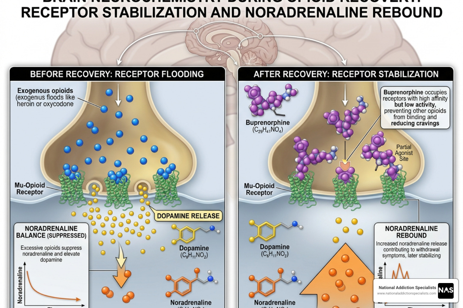 brain neurochemistry showing opioid receptors and neurotransmitter balance during recovery - suboxone and sleep aids brain neurochemistry showing opioid receptors and neurotransmitter balance during recovery - suboxone and sleep aids