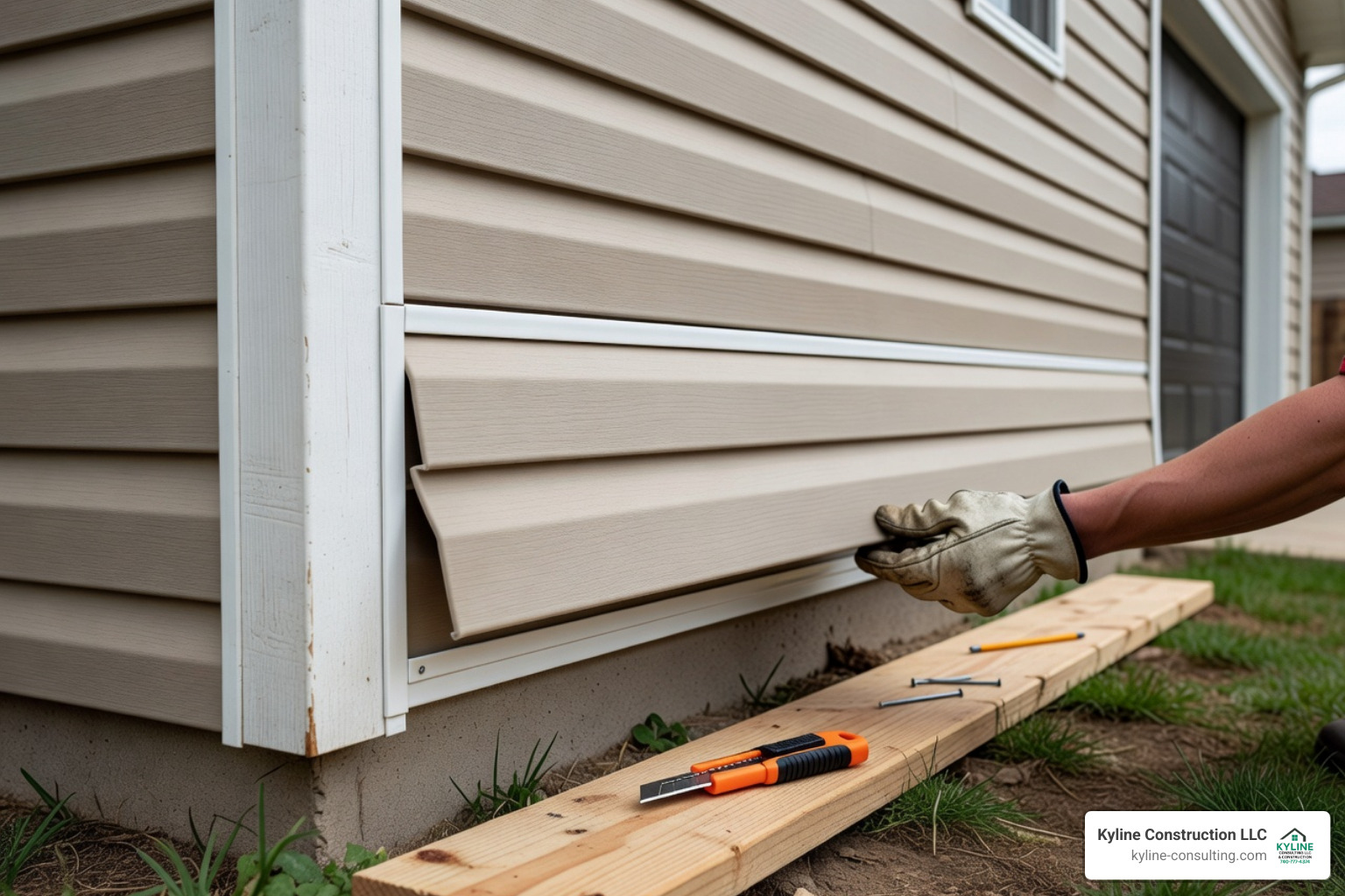 A vinyl siding panel being locked into the starter strip - best way to install vinyl siding