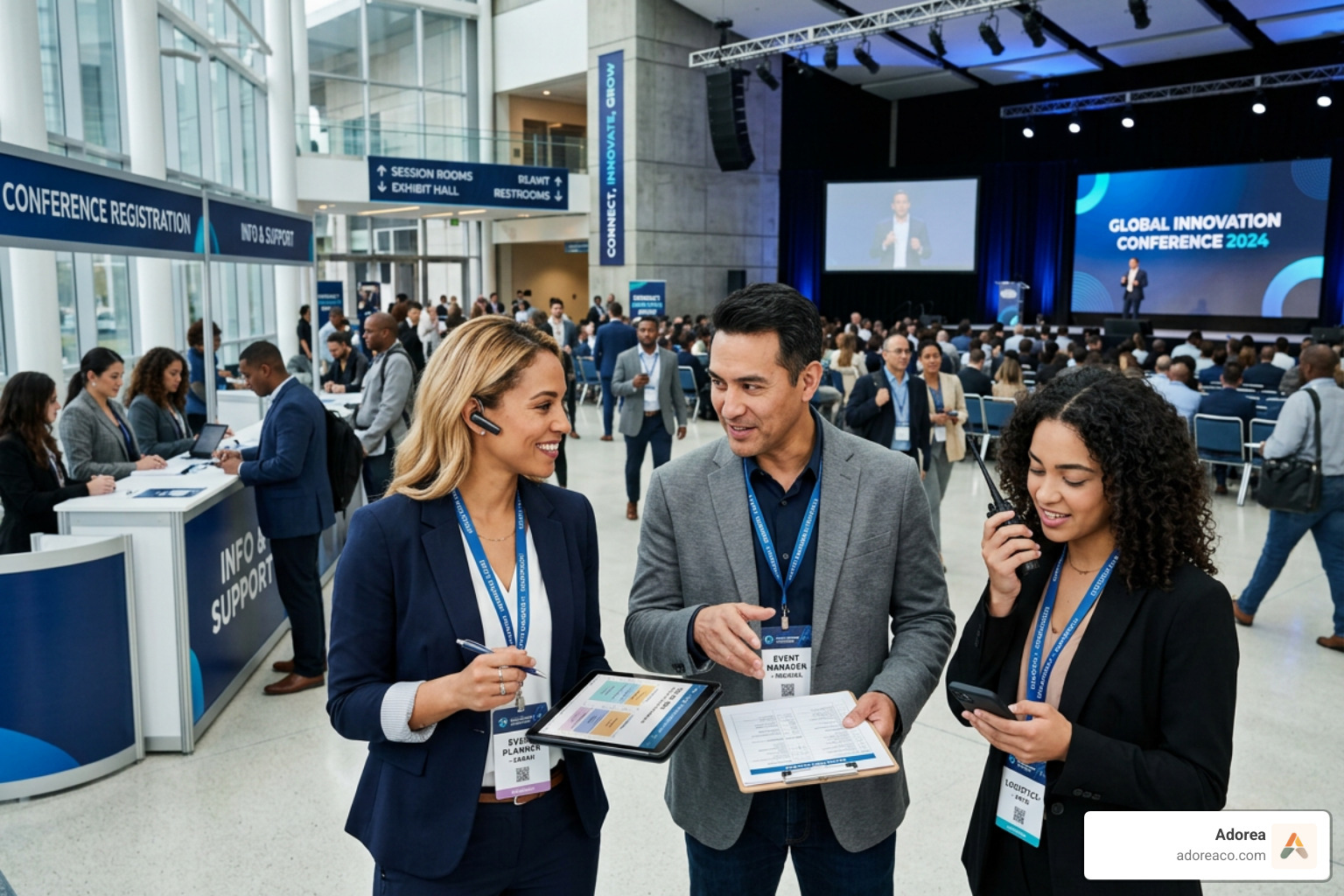 registration desk with digital check-in - event planners for conferences