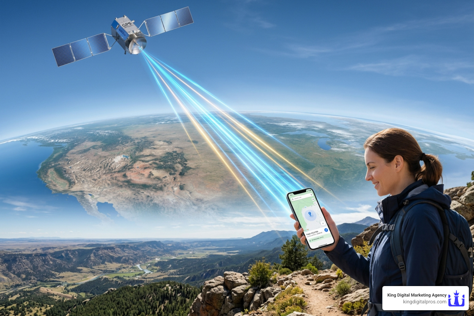 Data Signals Connecting A Satellite To A Mobile Device For Location Tracking - How Does Location Based Advertising Work