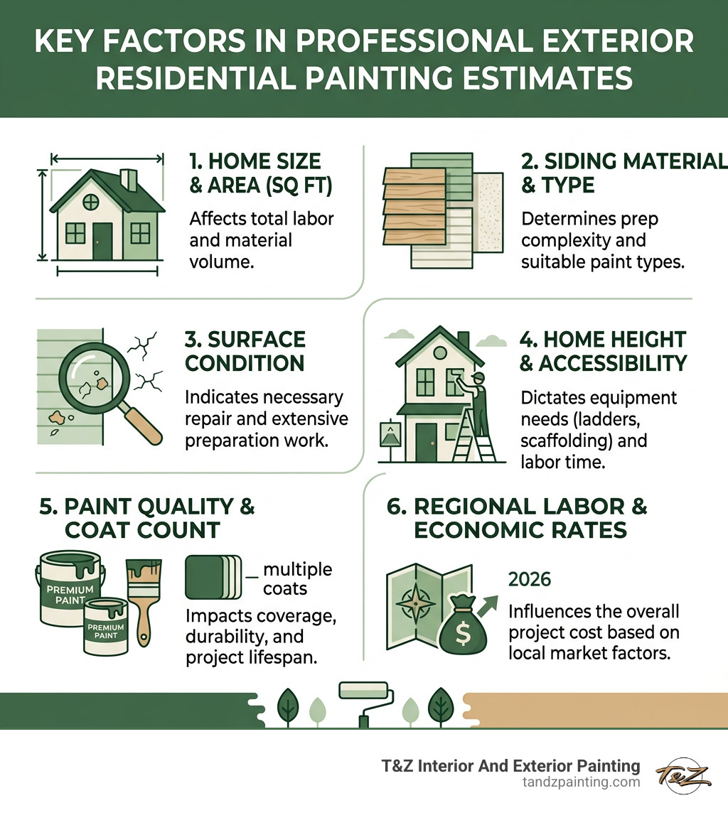 Infographic showing key factors in professional exterior residential painting estimates - residential painting estimates Infographic showing key factors in professional exterior residential painting estimates - residential painting estimates