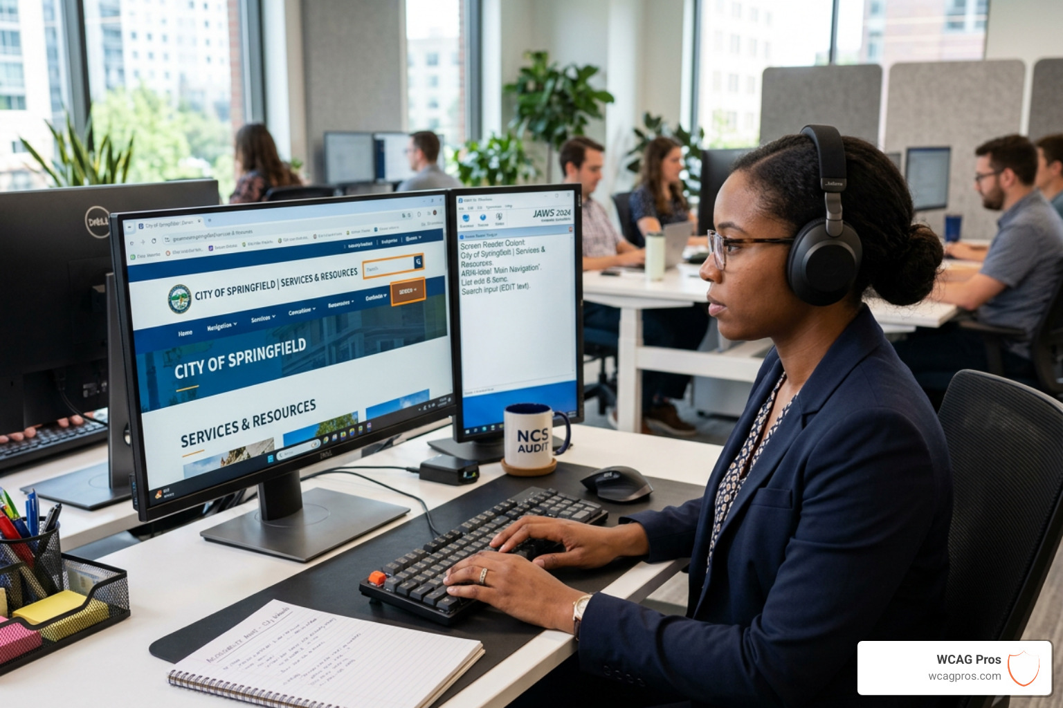 Professional auditor using a screen reader to test website accessibility what is wcag compliance audit Professional auditor using a screen reader to test website accessibility what is wcag compliance audit
