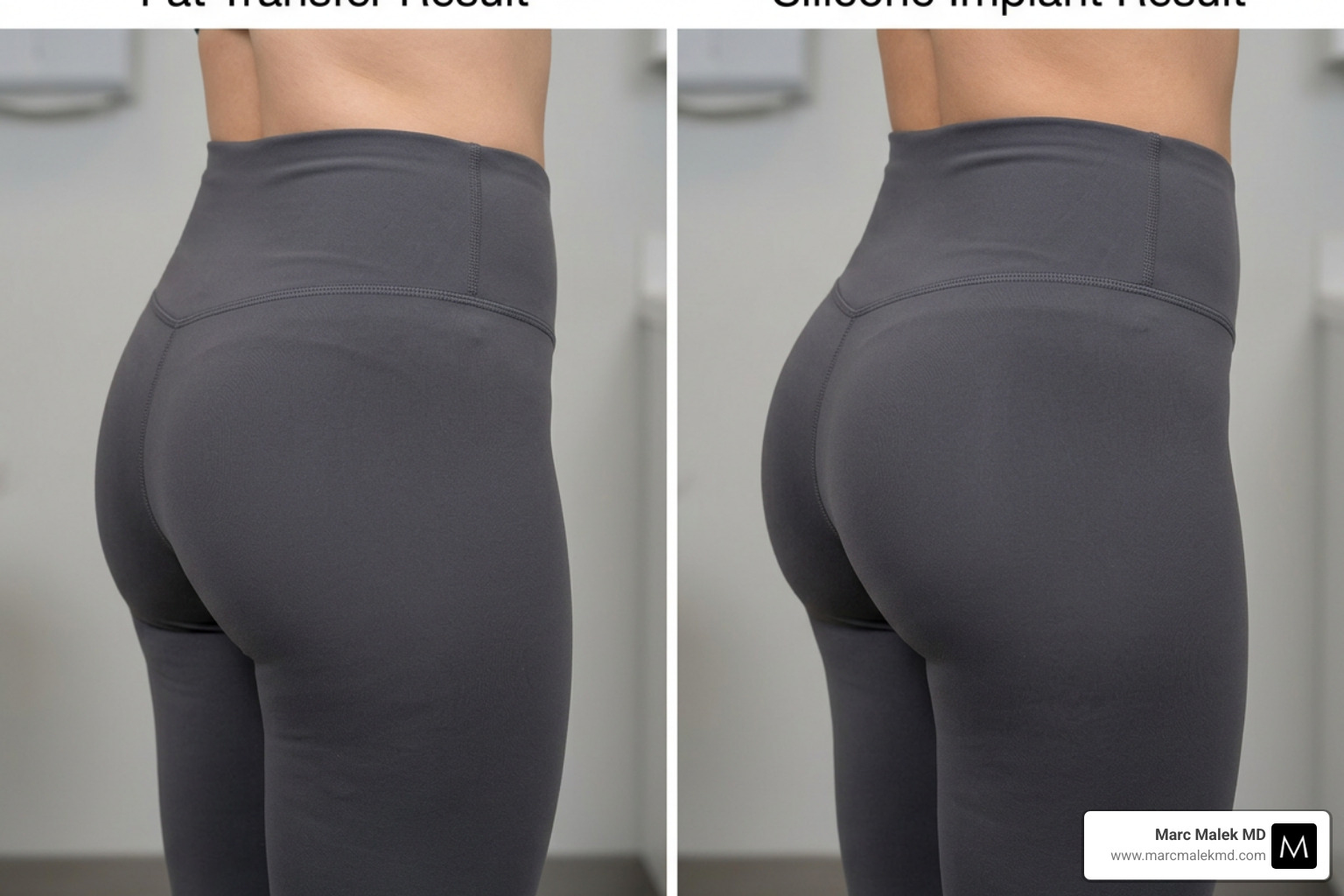 Comparing natural fat transfer results to silicone implants - brazilian butt augmentation Comparing natural fat transfer results to silicone implants - brazilian butt augmentation