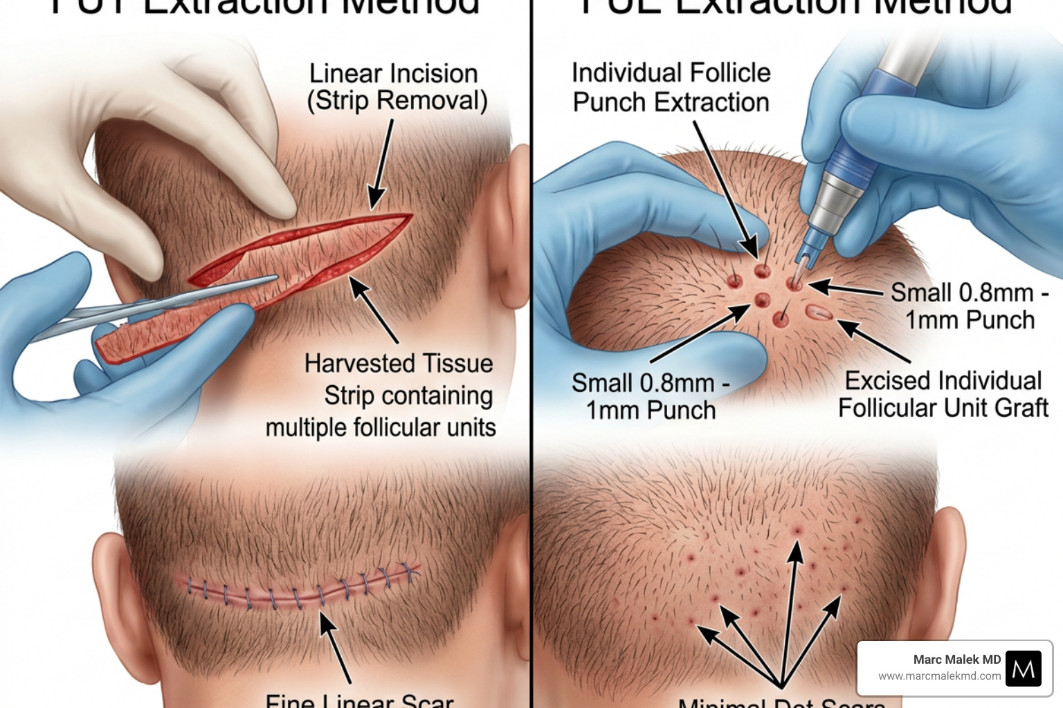 Comparison of FUE and FUT extraction methods - hair transplant cost for receding hairline Comparison of FUE and FUT extraction methods - hair transplant cost for receding hairline