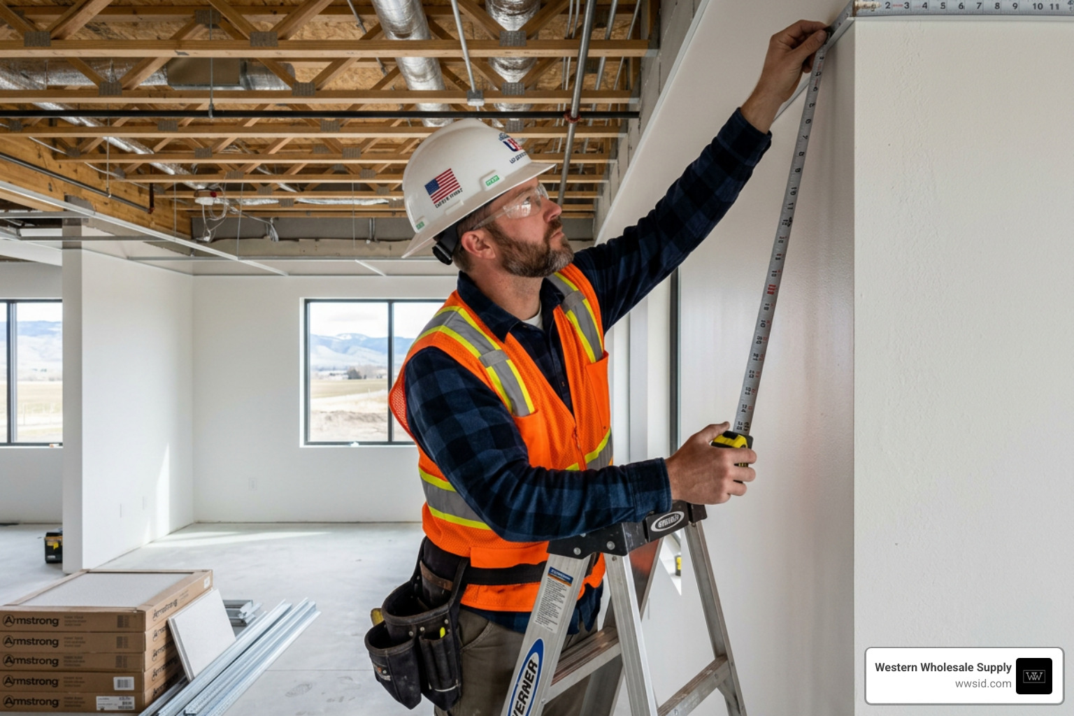 contractor measuring a room perimeter for ceiling installation - ceiling tile calculator contractor measuring a room perimeter for ceiling installation - ceiling tile calculator