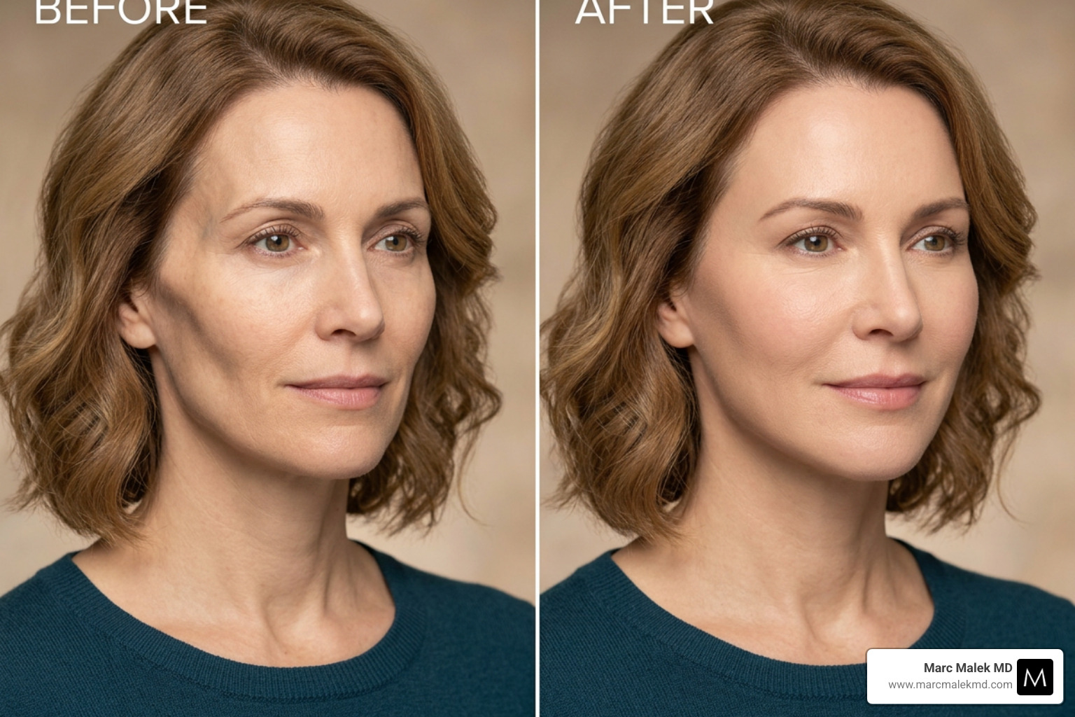 Facial balancing results showing the transition from hollow temples to a smooth, youthful facial contour - temple dermal Facial balancing results showing the transition from hollow temples to a smooth, youthful facial contour - temple dermal